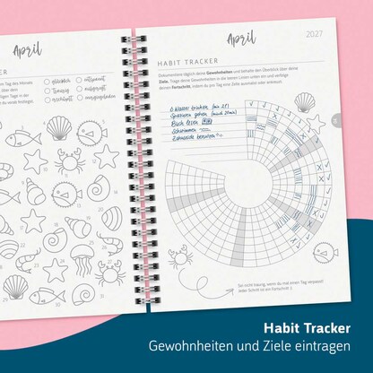 Artikelbild 9 für BRUNNEN Schülerkalender Ocean 2026/2027 mehrfarbig: blau, gold, 1 St., Artikelnummer 805057