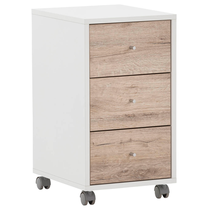 Artikelbild 9 für MÖBELPARTNER 400 Rollcontainer weiß, wildeiche 3 Auszüge 32,6 x 39,1 x 59,7 cm, Artikelnummer 774032