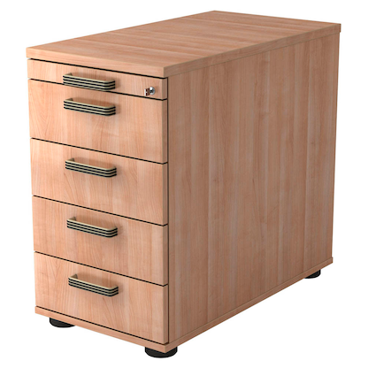 Artikelbild für HAMMERBACHER Haziender Standcontainer nussbaum 5 Auszüge Kunststoff-Relinggriff silber 42,8 x 80,0 x 72,0 - 76,0 cm, Artikelnummer 633026