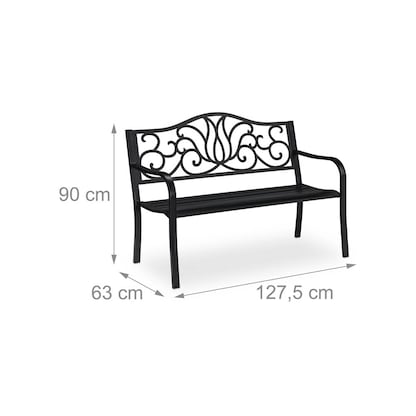 Artikelbild 2 für relaxdays Gartenbank 10030988_46 schwarz Metall 127,5 cm, Artikelnummer 770659
