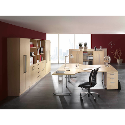 Artikelbild 4 für HAMMERBACHER OS 12 höhenverstellbarer Schreibtisch ahorn rechteckig, C-Fuß-Gestell silber 120,0 x 80,0 cm, Artikelnummer 656773