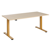 Artikelbild 1 für HAMMERBACHER XMST16 elektrisch höhenverstellbarer Schreibtisch eiche rechteckig, T-Fuß-Gestell gold 160,0 x 80,0 cm, Artikelnummer 298032