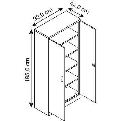 Artikelbild 2 für Gürkan Stahlschrank 100107 lichtgrau, buche 4 Fachböden 92,0 x 42,0 x 195,0 cm, aufgebaut, 1 St., Artikelnummer 354548