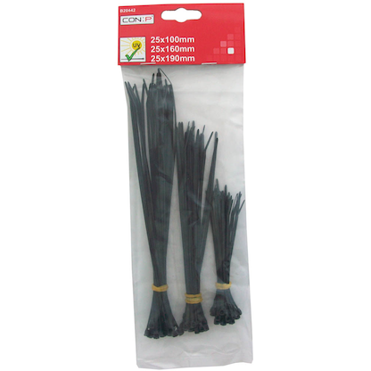 Artikelbild 2 für CON:P Kabelbinder-Set schwarz 25x 100,0, 25x 160,0, 25x 190,0 mm x 2,5 mm, 75 St., Artikelnummer 260625