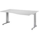 Artikelbild 1 für HAMMERBACHER NS18 Schreibtisch lichtgrau Trapezform, C-Fuß-Gestell silber 180,0 x 80,0/100,0 cm, Artikelnummer 864892