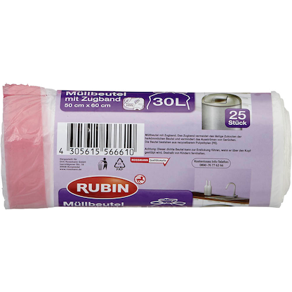 Artikelbild 3 für RUBIN Müllbeutel 30,0 l rot, 25 St., Artikelnummer 213011