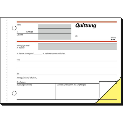 Artikelbild 2 für SIGEL Quittung, MwSt. separat ausgewiesen Formularbuch SD022, 1 St., Artikelnummer 484683
