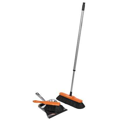 Artikelbild für Kehrgarnitur mit langem Stiel braun Holz 30,0 cm breit, Artikelnummer 232827