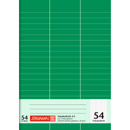 Artikelbild 3 für BRUNNEN Vokabelheft Lineatur 54 liniert DIN A5 ohne Rand, 32 Blatt, 1 St., Artikelnummer 490078