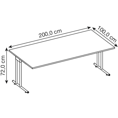 Artikelbild 2 für HAMMERBACHER NS2E Schreibtisch lichtgrau rechteckig, C-Fuß-Gestell silber 200,0 x 100,0 cm, Artikelnummer 864001
