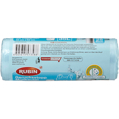 Artikelbild 4 für RUBIN Müllbeutel Geruchsstopp 35,0 l blau, 25 St., Artikelnummer 213054