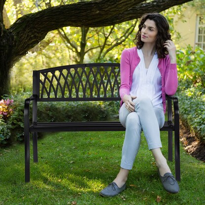 Artikelbild 4 für relaxdays Gartenbank 10030991_0 schwarz Metall 127,0 cm, Artikelnummer 767992