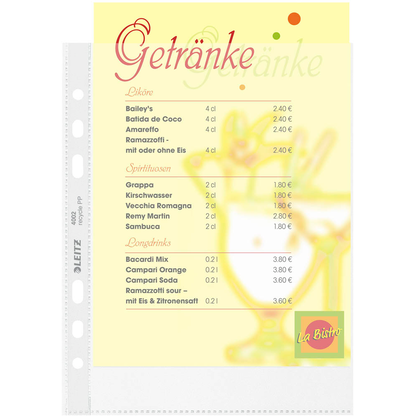 Artikelbild 7 für LEITZ Prospekthüllen recycle 4002 DIN A5 transparent genarbt 0,10 mm, 25 St., Artikelnummer 304453