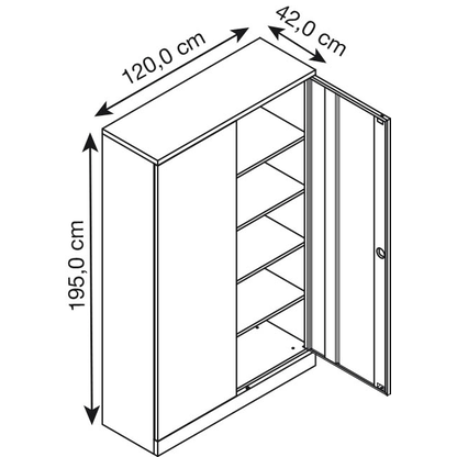 Artikelbild 3 für Gürkan Stahlschrank 100157 lichtgrau 4 Fachböden 120,0 x 42,0 x 195,0 cm, aufgebaut, 1 St., Artikelnummer 607424