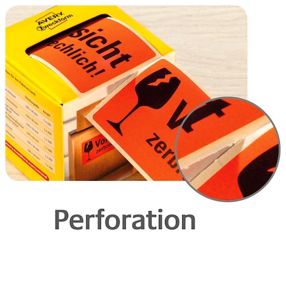 Artikelbild 5 für AVERY Zweckform Warnetiketten 7211 rot »Vorsicht zerbrechlich!« 100,0 x 50,0 mm, 1 Etiketten , Artikelnummer 432029