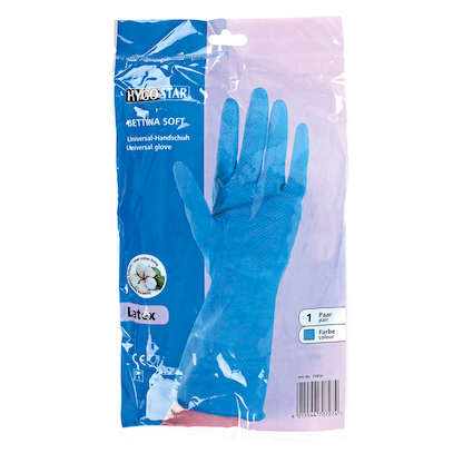 Artikelbild für HYGONORM unisex Gummihandschuhe Bettina Soft blau Größe 9, 1 Paar, Artikelnummer 652358