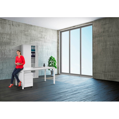 Artikelbild 4 für Gürkan Schreibtisch weiß rechteckig, 4-Fuß-Gestell weiß 160,0 x 80,0 cm, Artikelnummer 196651