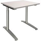 Artikelbild 1 für fm Sidney höhenverstellbarer Schreibtisch lichtgrau rechteckig, C-Fuß-Gestell Rundrohr silber 100,0 x 80,0 cm, Artikelnummer 371581