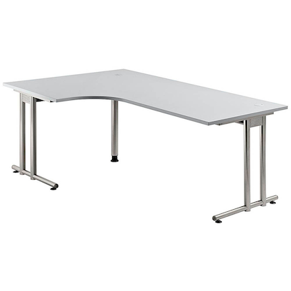 Artikelbild für HAMMERBACHER NS82 Schreibtisch lichtgrau L-Form, C-Fuß-Gestell silber 200,0 x 80,0/120,0 cm, Artikelnummer 866638