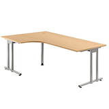 Artikelbild 1 für HAMMERBACHER NS82 Schreibtisch buche L-Form, C-Fuß-Gestell silber 200,0 x 80,0/120,0 cm, Artikelnummer 866626