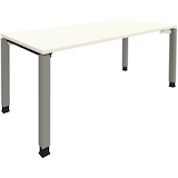 Artikelbild 1 für fm Sidney höhenverstellbarer Schreibtisch weiß rechteckig, 4-Fuß-Gestell Quadratrohr silber 180,0 x 80,0 cm, Artikelnummer 353124