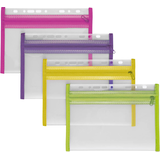Artikelbild 1 für VELOFLEX Reißverschlussbeutel VELOBAG® XXS DIN A5 transparent/pink, lila, grün, gelb 0,3 mm, 4 St., Artikelnummer 114337