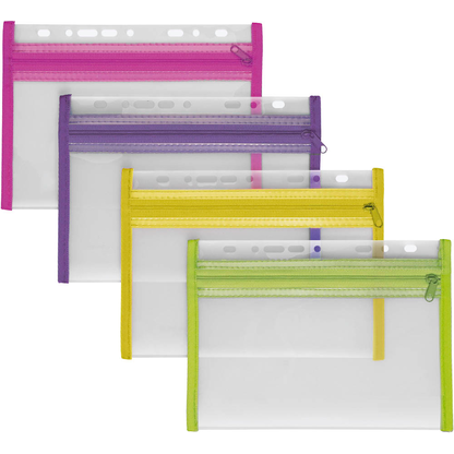 Artikelbild für VELOFLEX Reißverschlussbeutel VELOBAG® XXS DIN A5 transparent/pink, lila, grün, gelb 0,3 mm, 4 St., Artikelnummer 114337