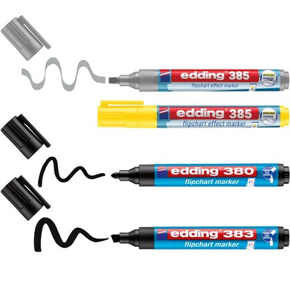 Artikelbild für edding 385/380/383 Flipchart-Marker farbsortiert 1,0 - 5,0 mm, 4 St., Artikelnummer 530521