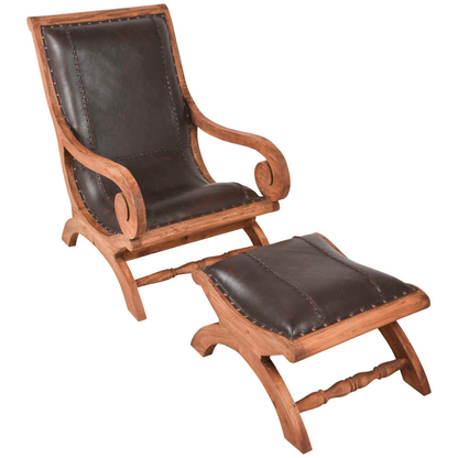 Artikelbild für Garden Pleasure Sessel mit Hocker BAHIA braun, dunkelbraun mahagoni natur Holz, 1 Set, Artikelnummer 796106