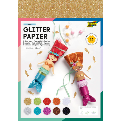 Artikelbild für folia Tonpapier Glitterpapier farbsortiert 170 g/qm 1 Pack, Artikelnummer 871196