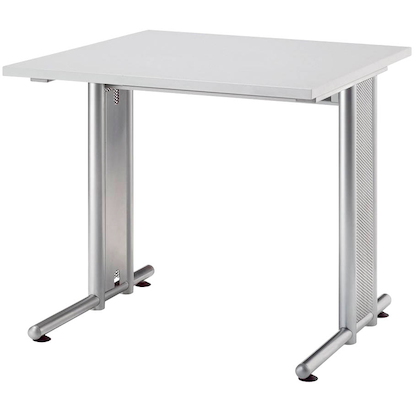 Artikelbild 2 für HAMMERBACHER NS08 Schreibtisch lichtgrau quadratisch, C-Fuß-Gestell silber 80,0 x 80,0 cm, Artikelnummer 865117