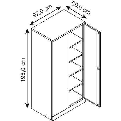 Artikelbild 3 für Gürkan Stahlschrank 109764 lichtgrau 4 Fachböden 92,0 x 60,0 x 195,0 cm, aufgebaut, 1 St., Artikelnummer 802025