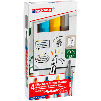 Artikelbild für edding 385 Flipchart-Marker farbsortiert 1,0 - 5,0 mm, 4 St., Artikelnummer 530347