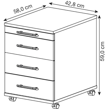 Artikelbild 2 für HAMMERBACHER Basic 1606 Rollcontainer lichtgrau 4 Auszüge 42,8 x 58,0 x 59,0 cm, Artikelnummer 984278
