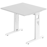 Artikelbild 1 für HAMMERBACHER OS 08 höhenverstellbarer Schreibtisch lichtgrau quadratisch, C-Fuß-Gestell weiß 80,0 x 80,0 cm, Artikelnummer 657239