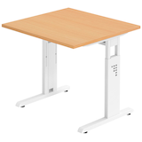Artikelbild 1 für HAMMERBACHER OS 08 höhenverstellbarer Schreibtisch buche quadratisch, C-Fuß-Gestell weiß 80,0 x 80,0 cm, Artikelnummer 657534