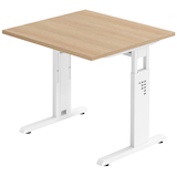 Artikelbild 1 für HAMMERBACHER OS 08 höhenverstellbarer Schreibtisch eiche quadratisch, C-Fuß-Gestell weiß 80,0 x 80,0 cm, Artikelnummer 657989