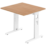 Artikelbild 1 für HAMMERBACHER OS 08 höhenverstellbarer Schreibtisch nussbaum quadratisch, C-Fuß-Gestell weiß 80,0 x 80,0 cm, Artikelnummer 657256
