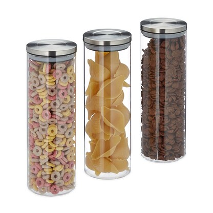 Artikelbild für relaxdays Vorratsdosen 28,0 cm hoch transparent 1,8 l, 3 St., Artikelnummer 401007