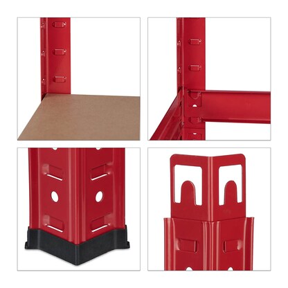 Artikelbild 5 für relaxdays Schwerlastregal 10026750_0 rot 90,0 x 45,0 x 180,0 cm, Artikelnummer 451821