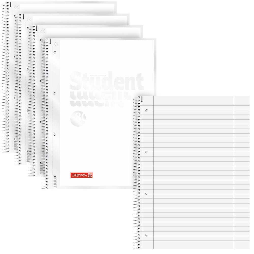 BRUNNEN Student Bloc-notes de 80 feuilles A4 lignées Lilas pastel