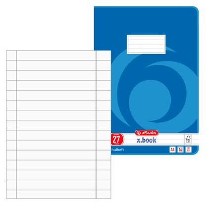herlitz Schulhefte x.book Lineatur 27 liniert DIN A4 mit Randlinie