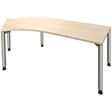 Artikelbild 1 für fm fastline Schreibtisch akazie Bogenform, 4-Fuß-Gestell silber 220,0 x 80,0 cm, Artikelnummer 269823