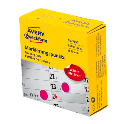Artikelbild 2 für AVERY Zweckform Klebepunkte 3850 magenta Ø 10,0 mm, 800 St., Artikelnummer 416103