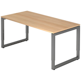 Artikelbild 1 für HAMMERBACHER RS16 höhenverstellbarer Schreibtisch eiche rechteckig, Kufen-Gestell grau 160,0 x 80,0 cm, Artikelnummer 865891