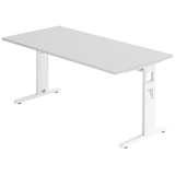 Artikelbild 1 für HAMMERBACHER OS 16 höhenverstellbarer Schreibtisch lichtgrau rechteckig, C-Fuß-Gestell weiß 160,0 x 80,0 cm, Artikelnummer 657275