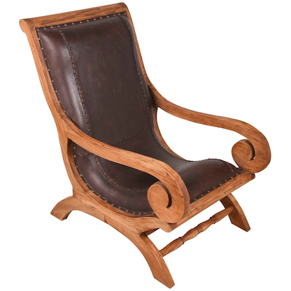 Artikelbild 2 für Garden Pleasure Sessel mit Hocker BAHIA braun, dunkelbraun mahagoni natur Holz, 1 Set, Artikelnummer 796106