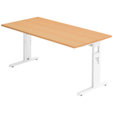 Artikelbild 1 für HAMMERBACHER OS 16 höhenverstellbarer Schreibtisch buche rechteckig, C-Fuß-Gestell weiß 160,0 x 80,0 cm, Artikelnummer 657221