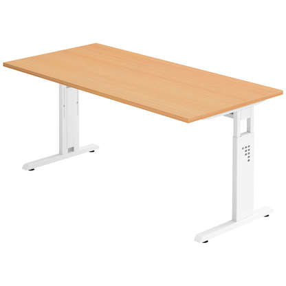 Artikelbild für HAMMERBACHER OS 16 höhenverstellbarer Schreibtisch buche rechteckig, C-Fuß-Gestell weiß 160,0 x 80,0 cm, Artikelnummer 657221