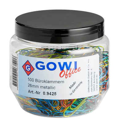 Artikelbild 3 für Gowi Büroklammern farbsortiert metallic lackiert , 500 St., Artikelnummer 936179